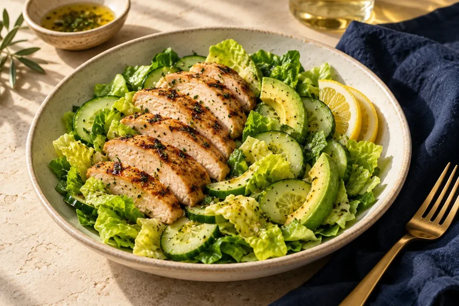Imagen ilustrativa de Pollo con ensalada de aguacate