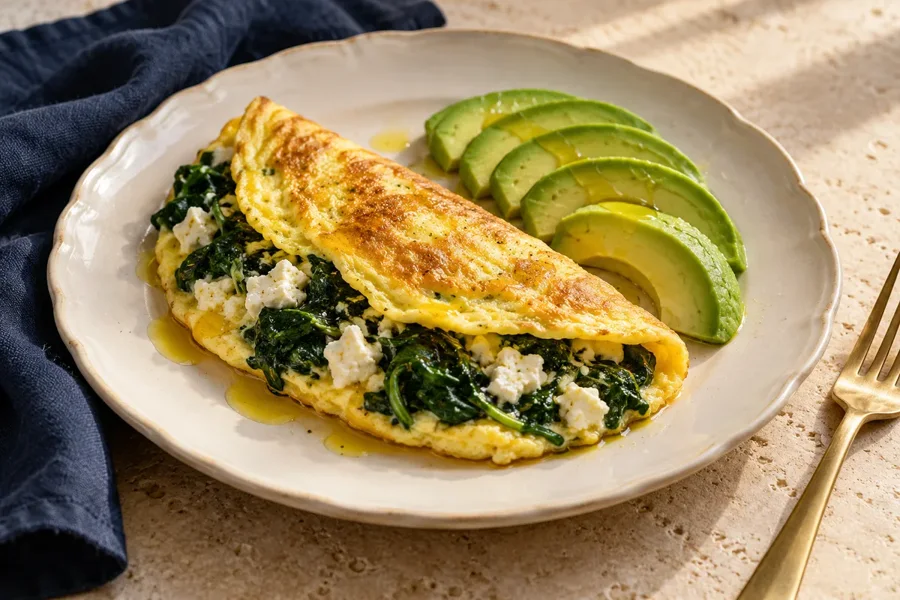 Imagen ilustrativa de Omelet de espinaca y aguacate