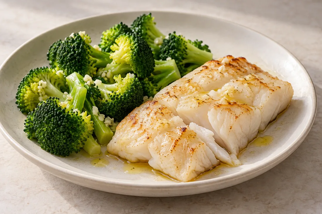 Imagen ilustrativa de Bacalao fresco con brócoli al limón