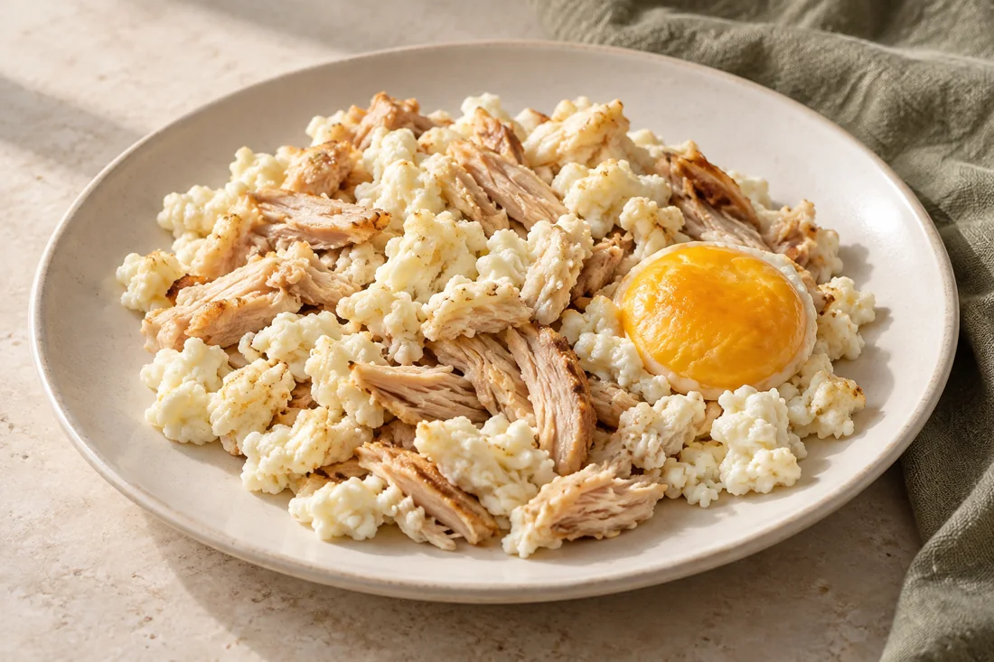 Imagen ilustrativa de Claras con pollo y yema