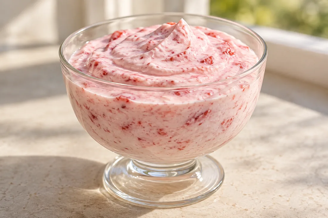 Imagen ilustrativa de Crema de yogur con fresa