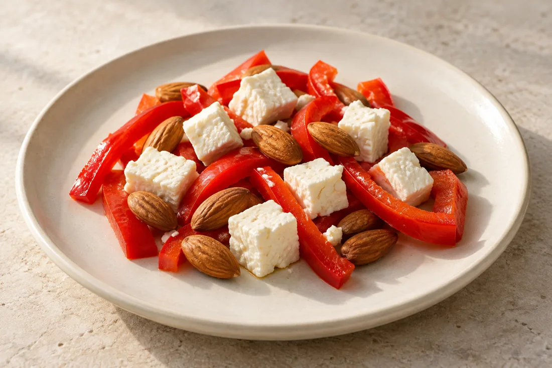 Imagen ilustrativa de Feta con pimiento y almendras