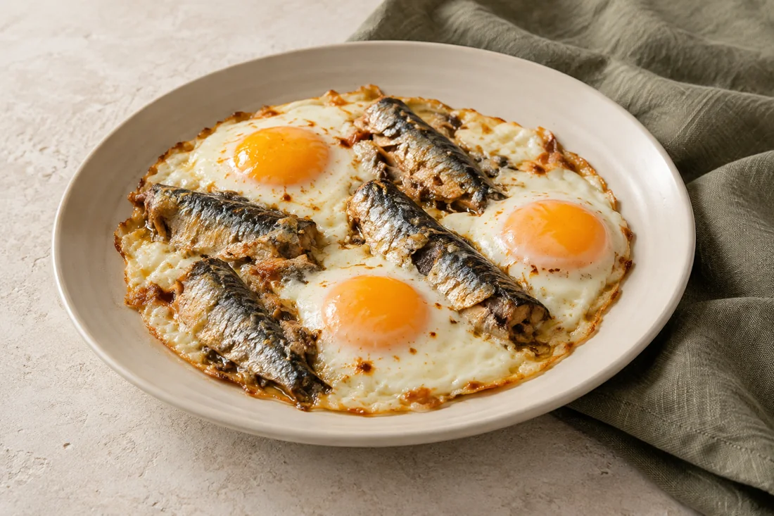 Imagen ilustrativa de Huevos al plato con sardinas