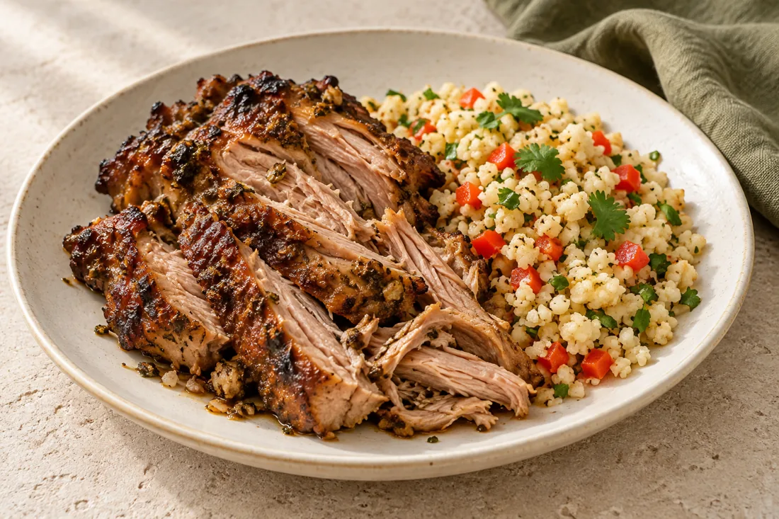 Imagen ilustrativa de Pernil con arroz de coliflor